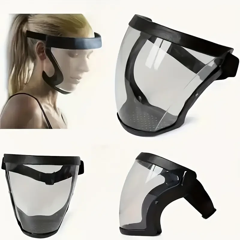 Mascarilla facial transparente con hebilla ajustable - Protector facial reutilizable y resistente al calor