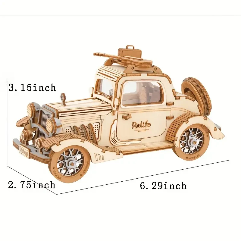 Modelo de ensamblaje de coche de madera DIY con rompecabezas 3D