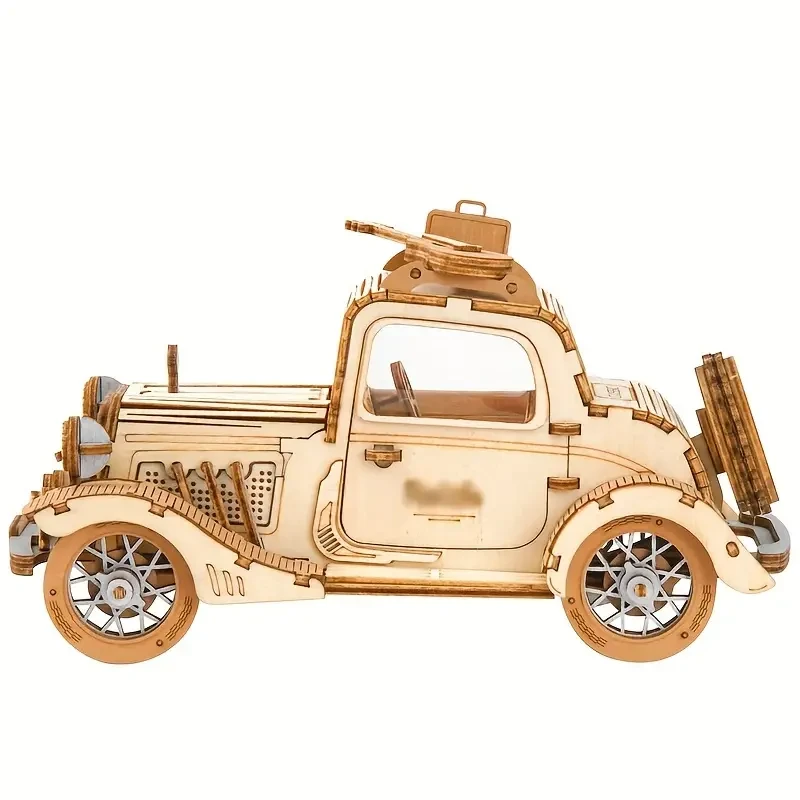 Modelo de ensamblaje de coche de madera DIY con rompecabezas 3D