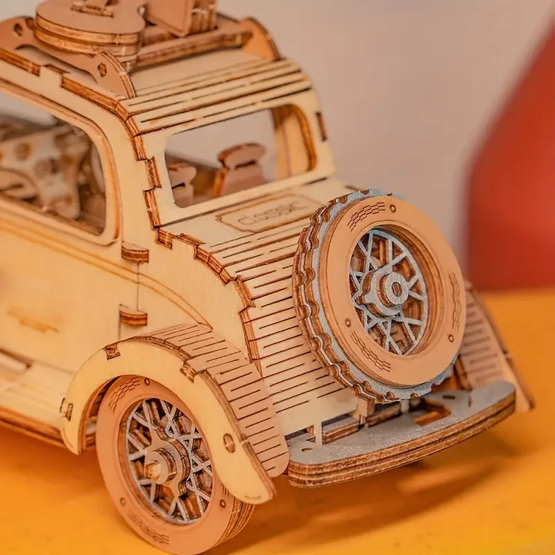 Modelo de ensamblaje de coche de madera DIY con rompecabezas 3D