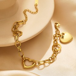 Pulsera de latido de corazón dorado