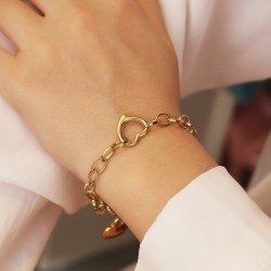 Pulsera de latido de corazón dorado