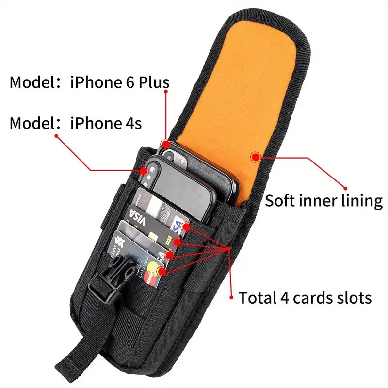 Funda para teléfono celular con accesorio Molle y parche con bandera de EE. UU.