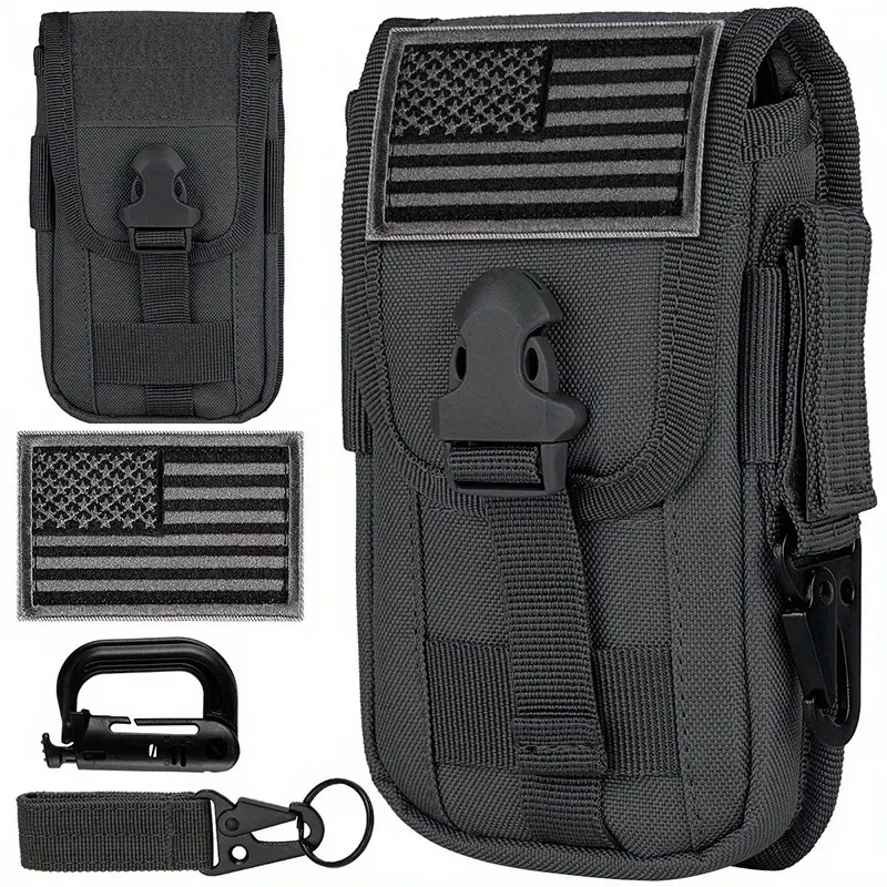Funda para teléfono celular con accesorio Molle y parche con bandera de EE. UU.