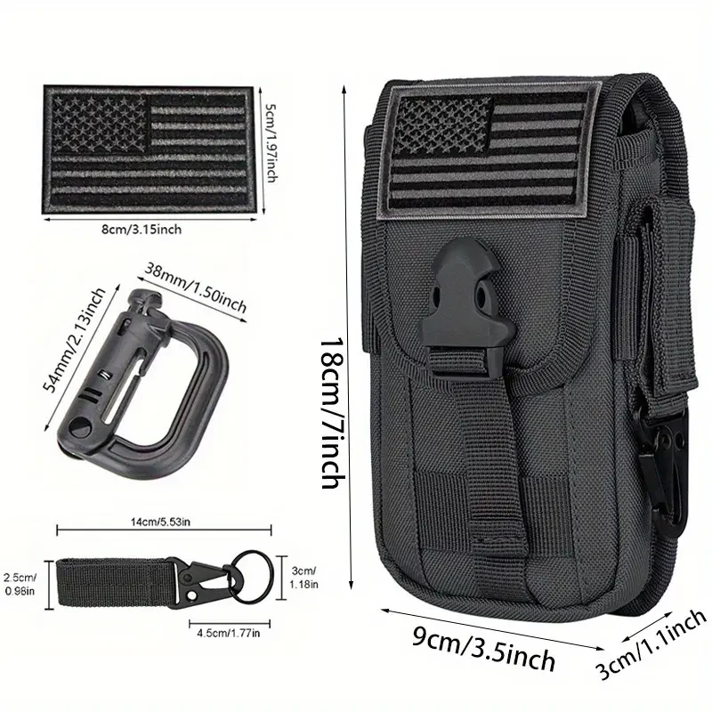 Funda para teléfono celular con accesorio Molle y parche con bandera de EE. UU.