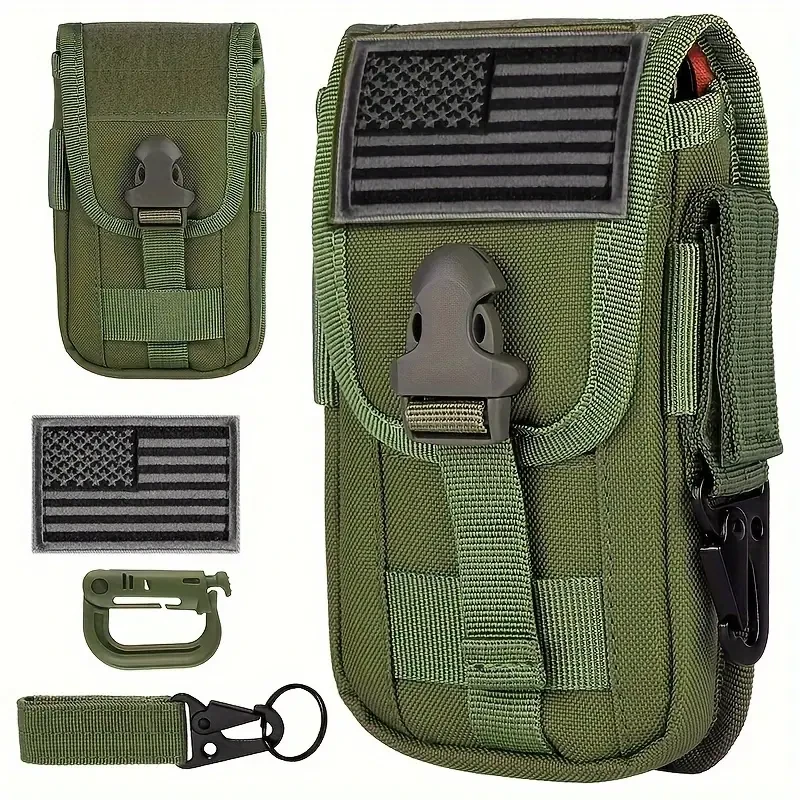 Funda para teléfono celular con accesorio Molle y parche con bandera de EE. UU.