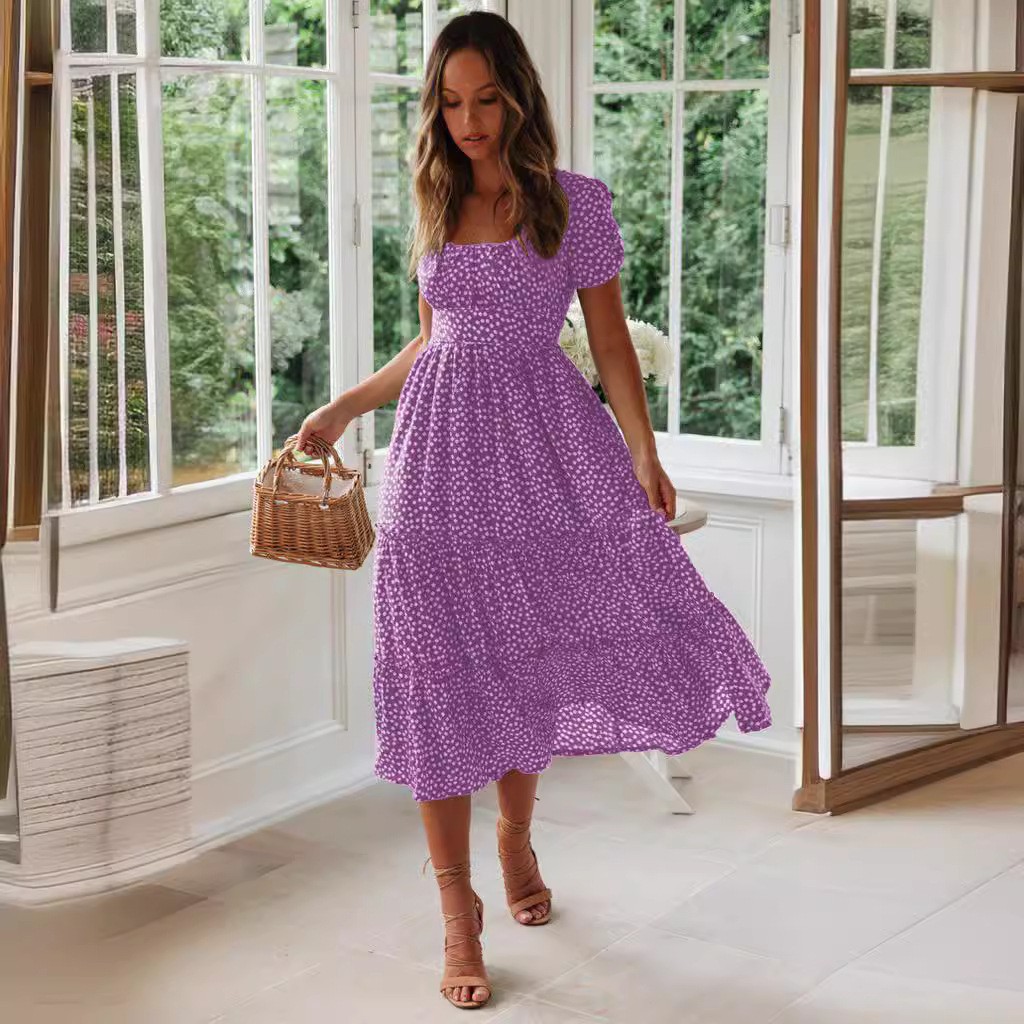 Vestidos largos con estampado floral abullonado de verano