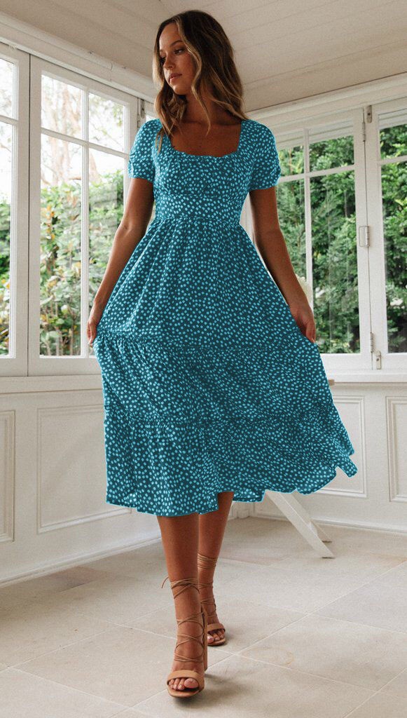 Vestidos largos con estampado floral abullonado de verano
