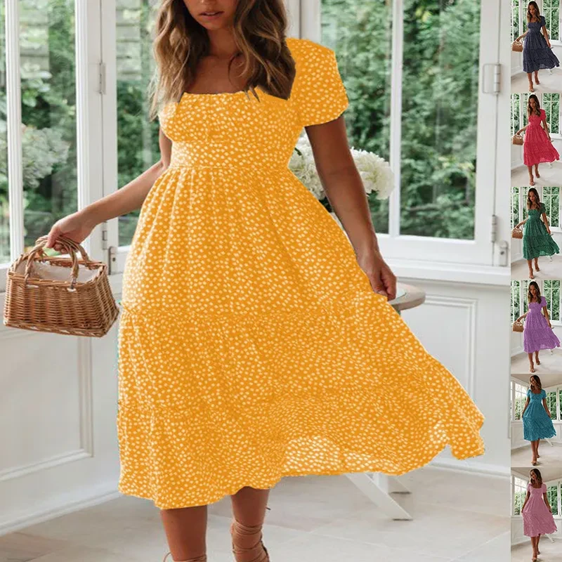 Vestidos largos con estampado floral abullonado de verano