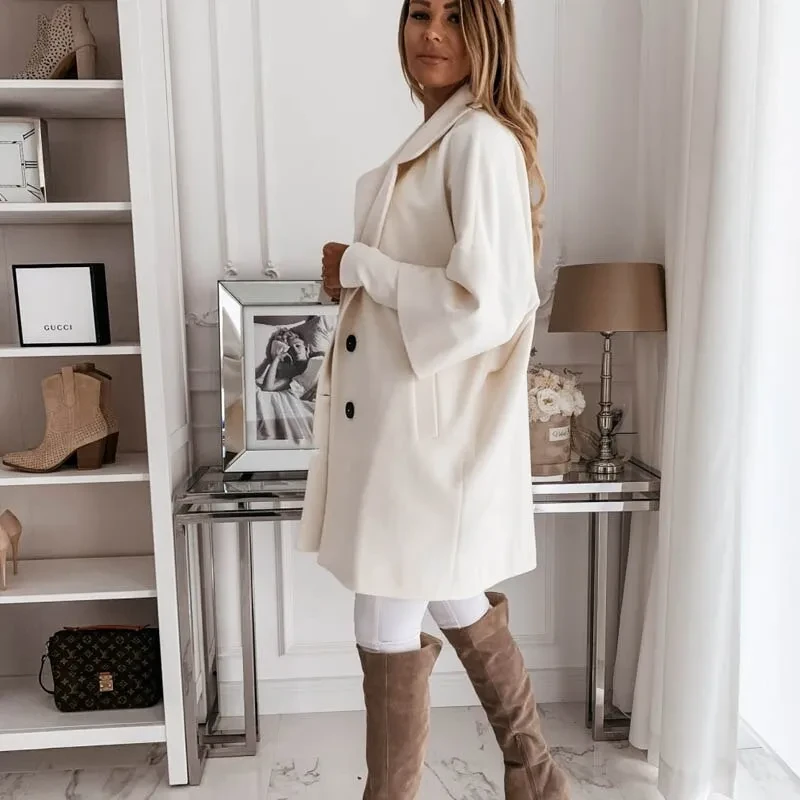 Abrigo largo de lana vintage para mujer
