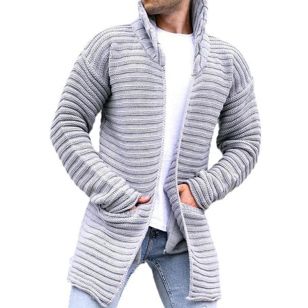Cárdigan de punto liso de largo medio con cuello alto