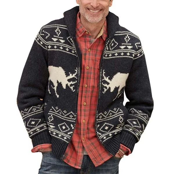 Chaqueta de punto de manga larga de jacquard