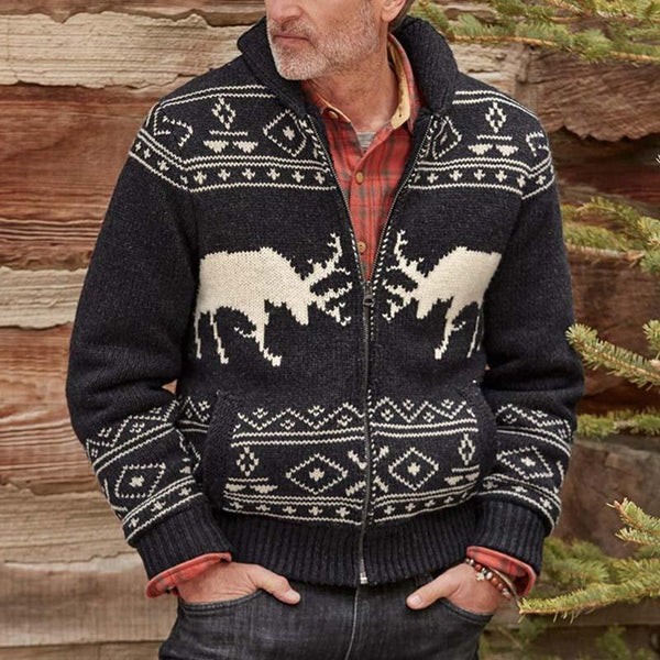 Chaqueta de punto de manga larga de jacquard