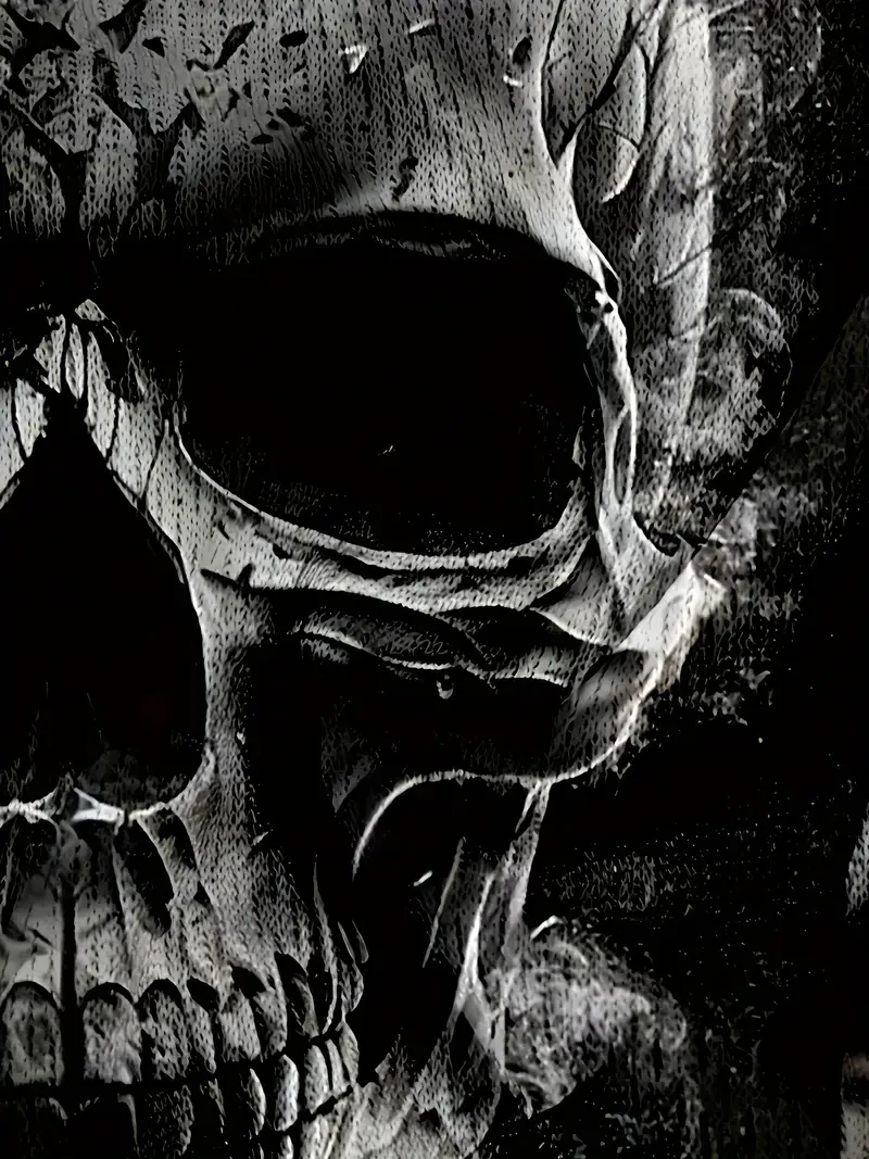 Camiseta de manga corta con cuello redondo y estampado 3D de calavera para hombre