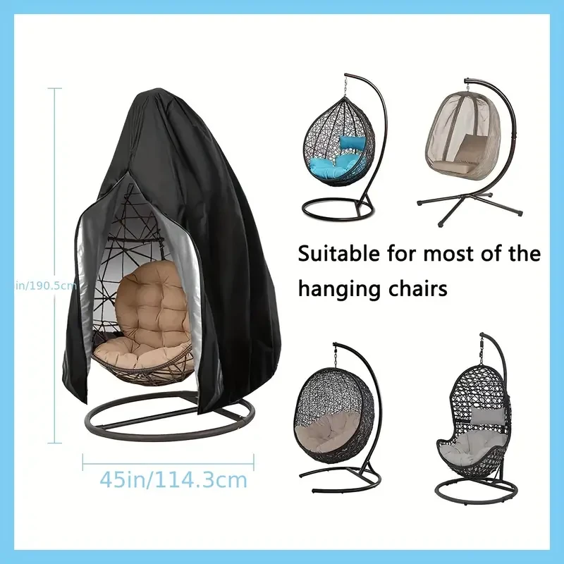 Funda para silla colgante de exterior con cremallera: resistente, impermeable, resistente al viento y duradera.
