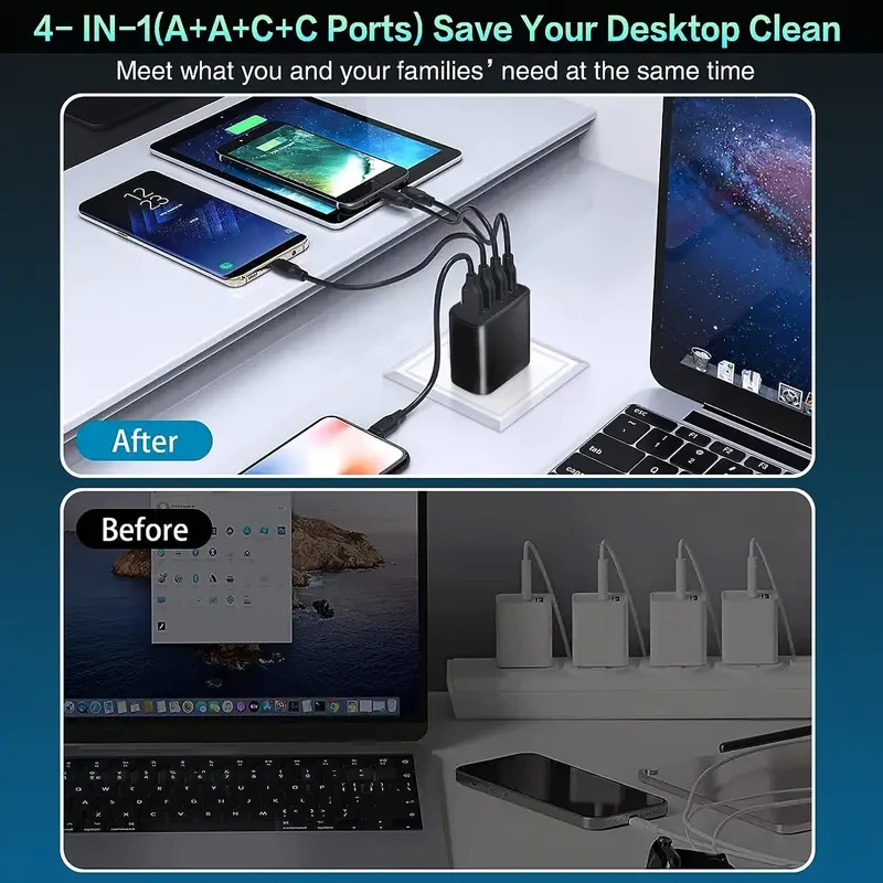 Cargador de pared USB C superrápido de 65 W para iPhone 15 y iPad