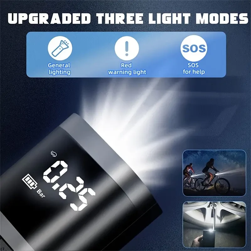 Inflador de neumáticos con cable de 150 PSI para coche con pantalla LED