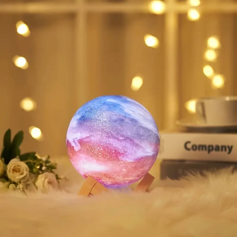 Lámpara de luna LED 3D con control remoto de 16 colores y soporte - Conexión USB (5,98 pulgadas)