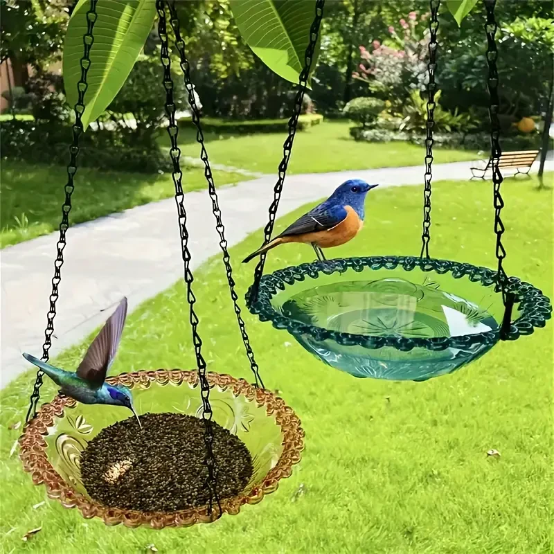 Comedero colgante decorativo para colibríes, bañera para pájaros, lavabo con ducha para exteriores