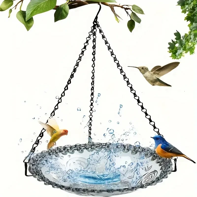 Comedero colgante decorativo para colibríes, bañera para pájaros, lavabo con ducha para exteriores