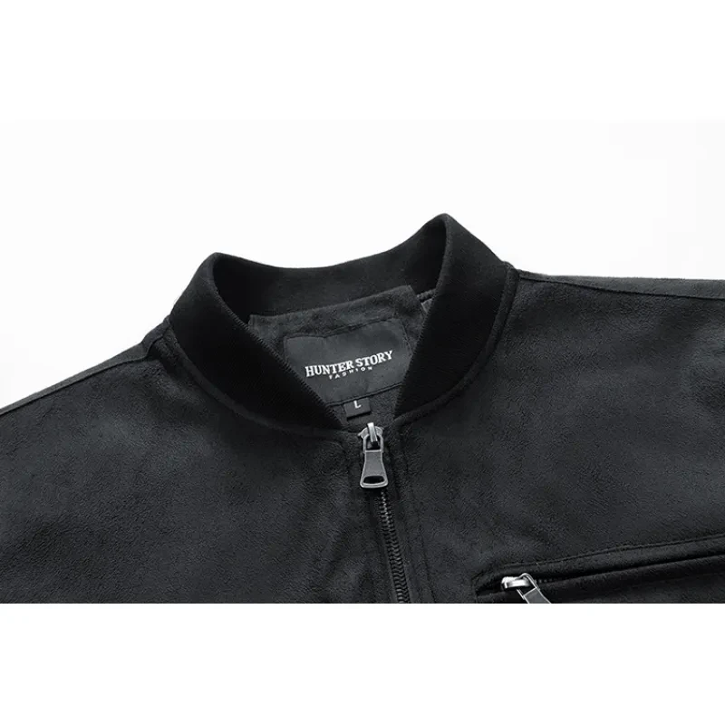 Chaqueta de ante con cuello alto para hombre