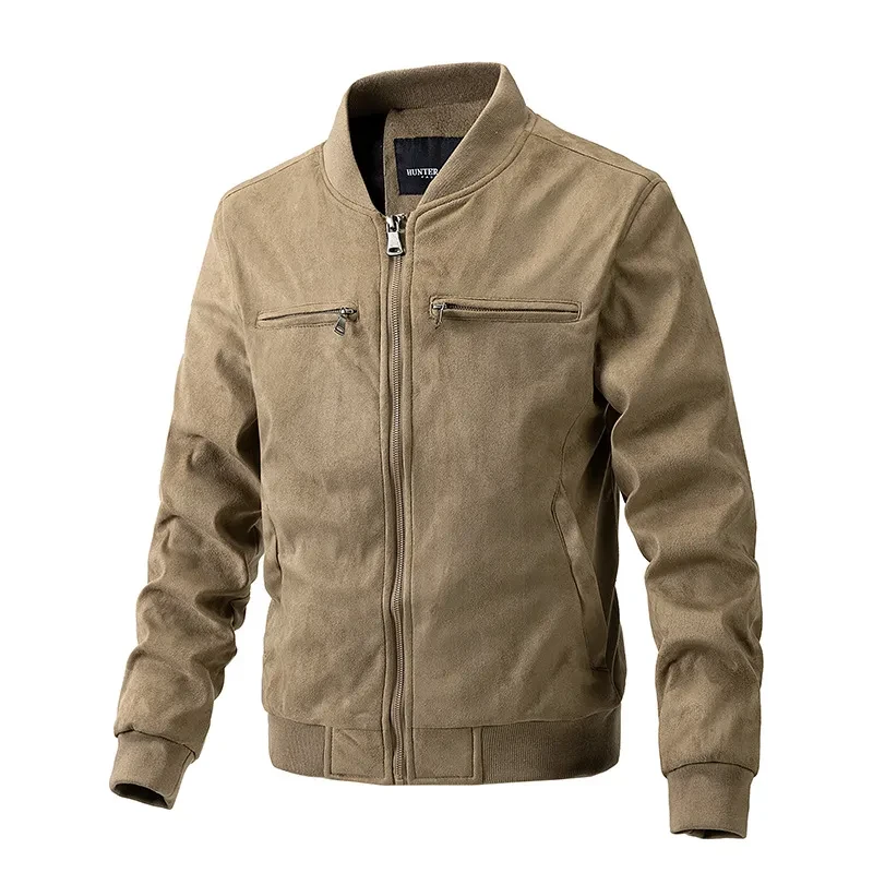 Chaqueta de ante con cuello alto para hombre