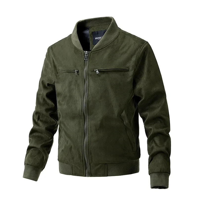 Chaqueta de ante con cuello alto para hombre