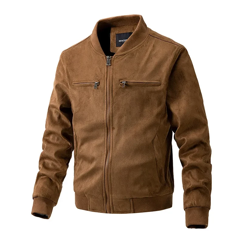 Chaqueta de ante con cuello alto para hombre