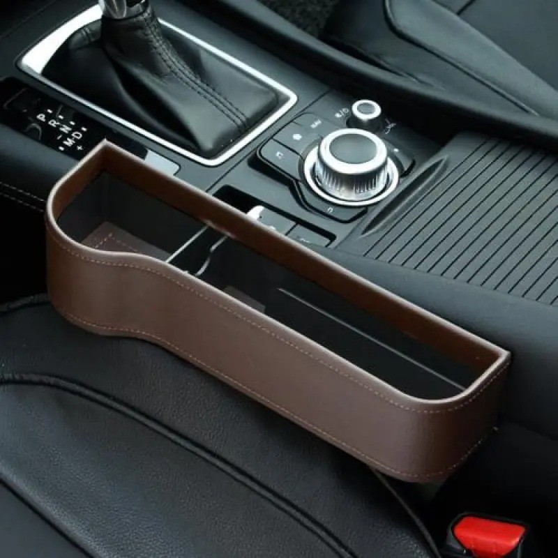 Organizador de asiento de coche de PU, caja de almacenamiento para huecos de asiento