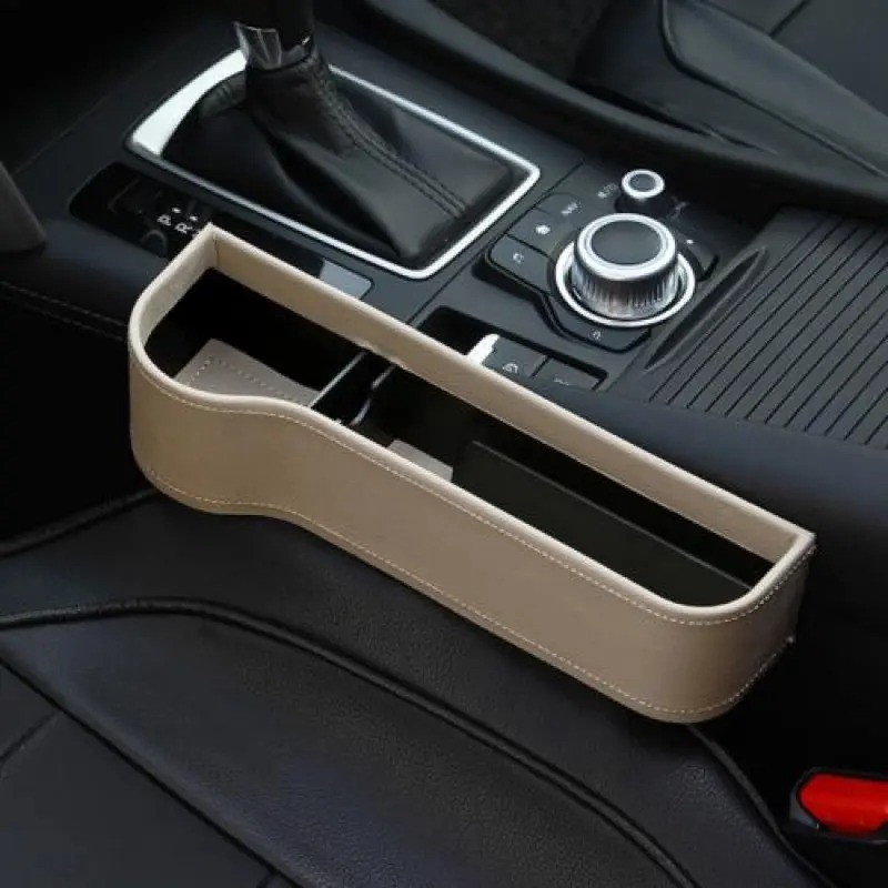 Organizador de asiento de coche de PU, caja de almacenamiento para huecos de asiento