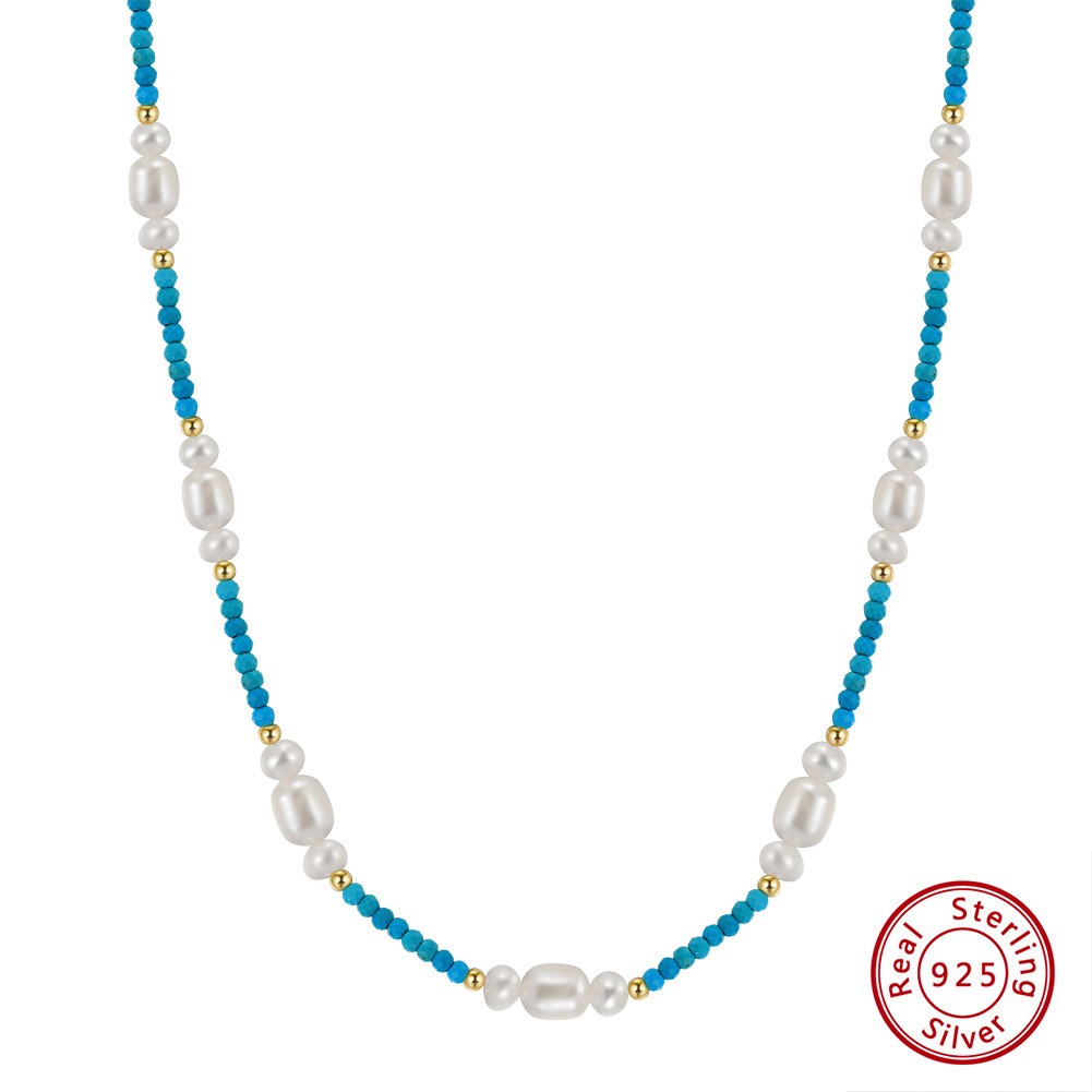Collar de cuentas de turquesa y perla
