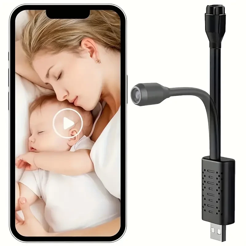 Mini cámara USB 1080P, cámara de niñera Full HD con visión nocturna y activación por movimiento para cámaras de seguridad ocultas en interiores y exteriores.