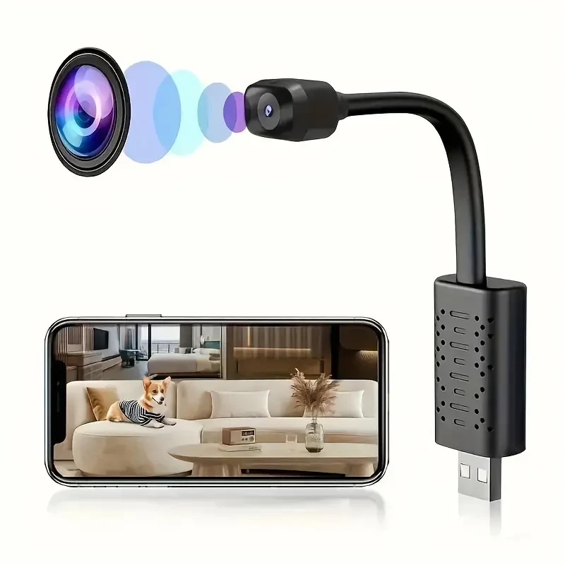 Mini cámara USB 1080P, cámara de niñera Full HD con visión nocturna y activación por movimiento para cámaras de seguridad ocultas en interiores y exteriores.
