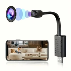 Mini cámara USB 1080P, cámara de niñera Full HD con visión nocturna y activación por movimiento para cámaras de seguridad ocultas en interiores y exteriores.