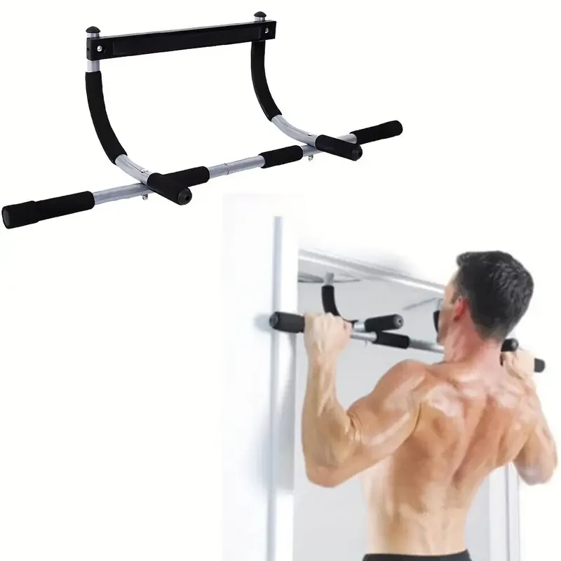 Barra de dominadas para puerta, resistente, para entrenamiento de la parte superior del cuerpo, herramientas de fitness para gimnasio en casa, color negro