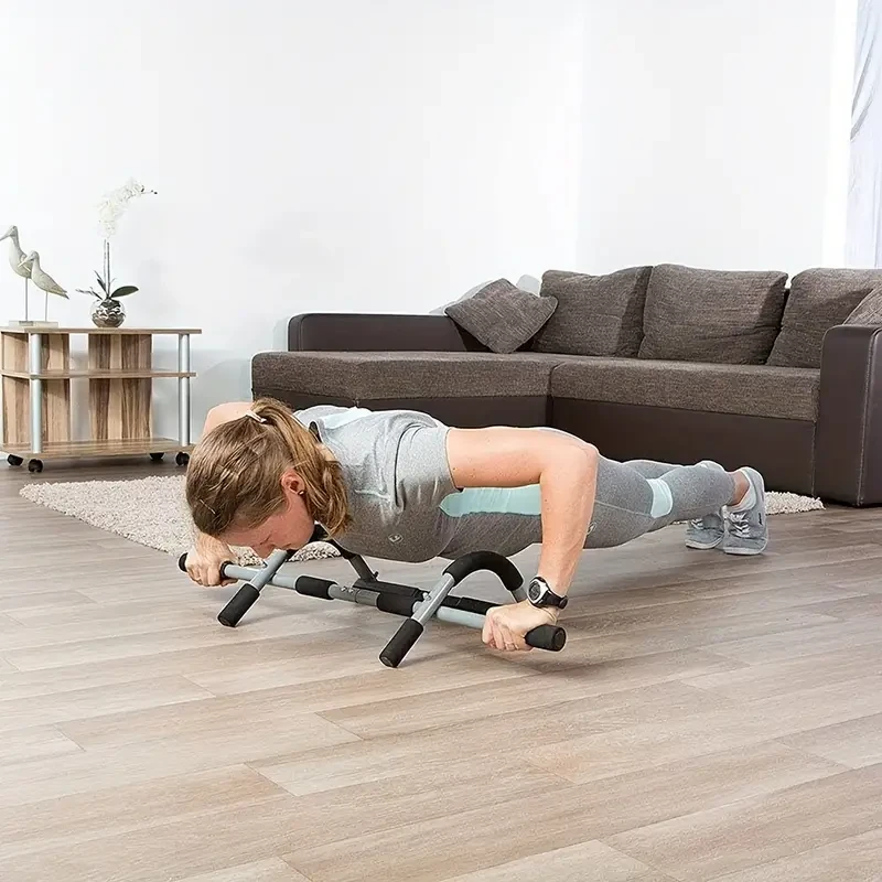 Barra de dominadas para puerta, resistente, para entrenamiento de la parte superior del cuerpo, herramientas de fitness para gimnasio en casa, color negro