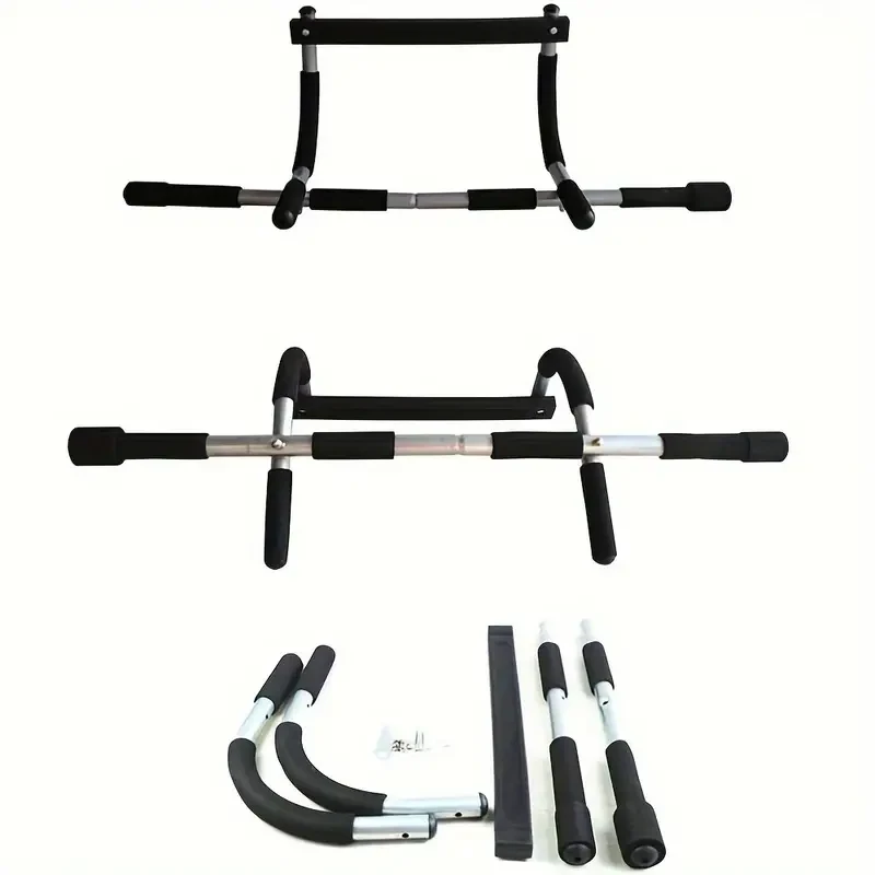 Barra de dominadas para puerta, resistente, para entrenamiento de la parte superior del cuerpo, herramientas de fitness para gimnasio en casa, color negro