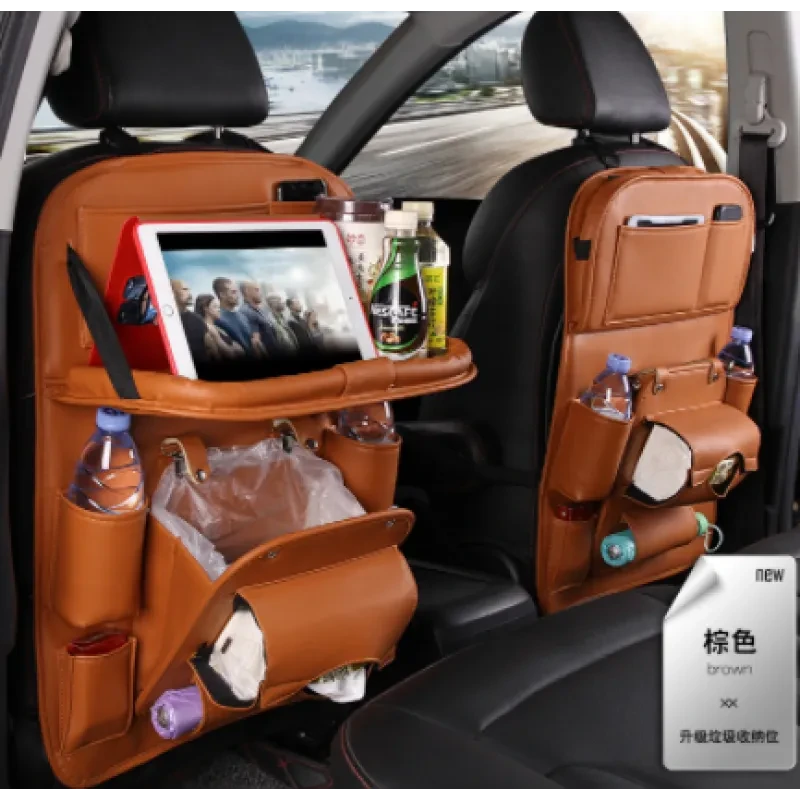 Organizador multifuncional para el respaldo del asiento del coche de cuero sintético