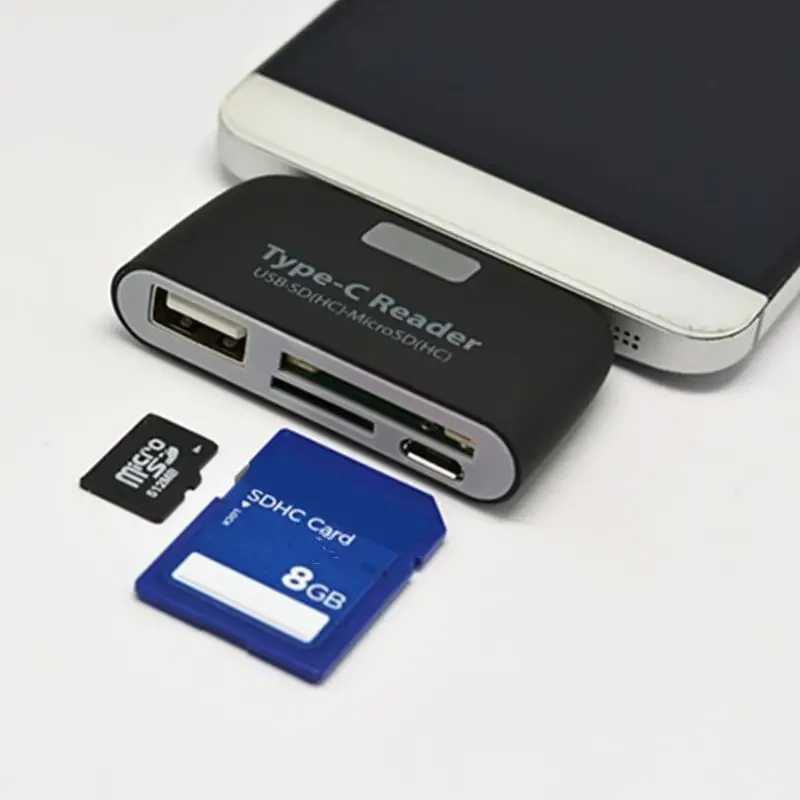 Adaptador USB 3.1 tipo C multifuncional inteligente 4 en 1 y lector de tarjetas OTG