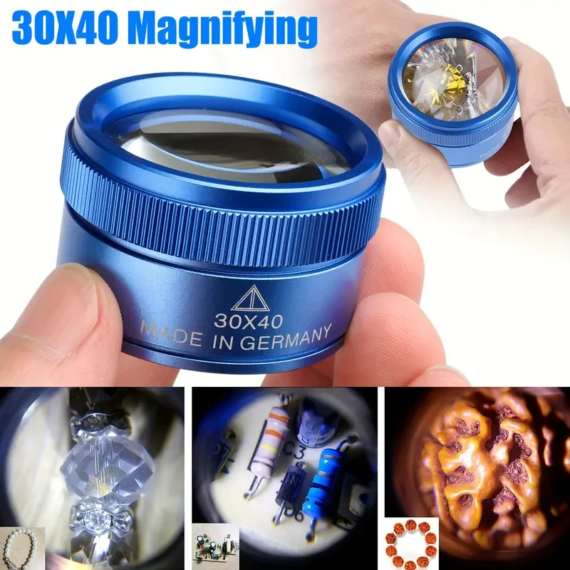 Lupa de bolsillo portátil de 30 aumentos: lupa de mano para reparación de relojes y joyería