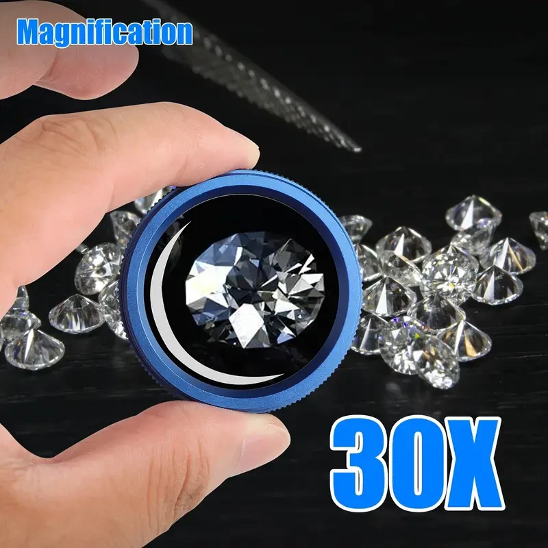 Lupa de bolsillo portátil de 30 aumentos: lupa de mano para reparación de relojes y joyería