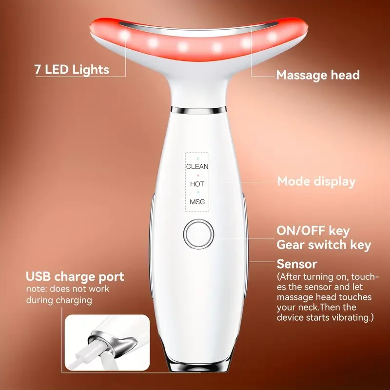 Dispositivo de lifting facial LED - Masajeador facial reafirmante y lifting de 7 colores