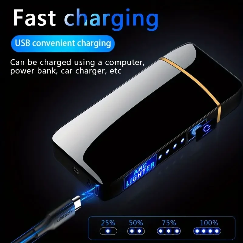 Encendedor inteligente para exteriores, resistente al viento, con carga USB, recargable y reutilizable.