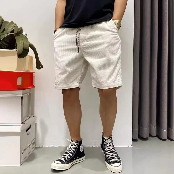 Pantalones cortos cargo de pana de color liso con cintura elástica