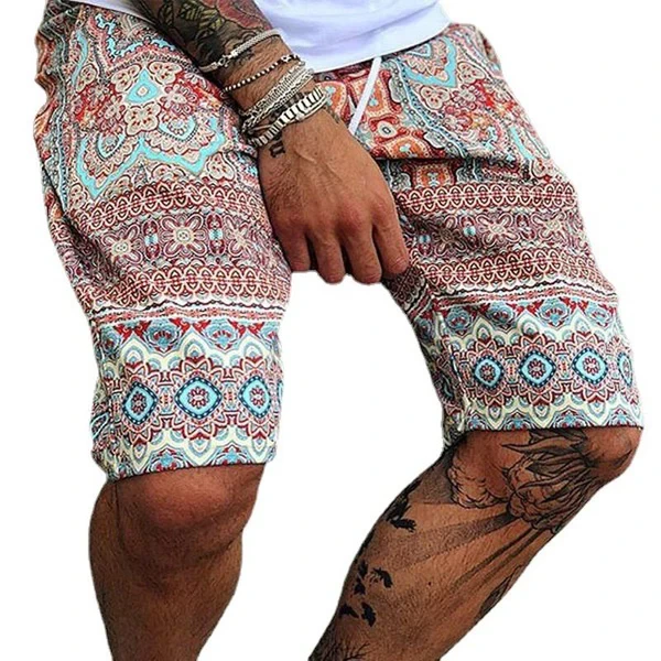 Shorts de playa holgados con estampado vintage para hombre