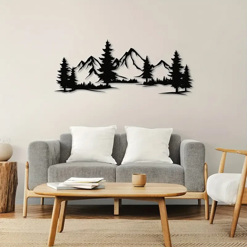 Decoración rústica de pared de metal con forma de montaña y bosque: perfecta para la habitación de un bebé, la sala de estar y como regalo de Navidad.
