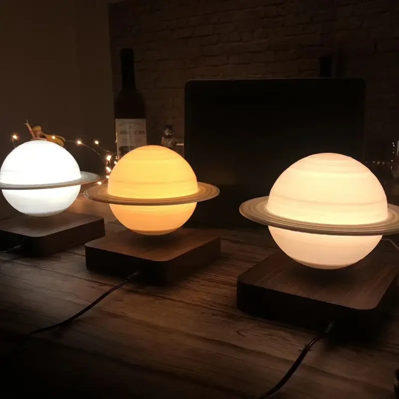 Lámpara de mesa LED flotante Jupiter: luz nocturna giratoria con control táctil