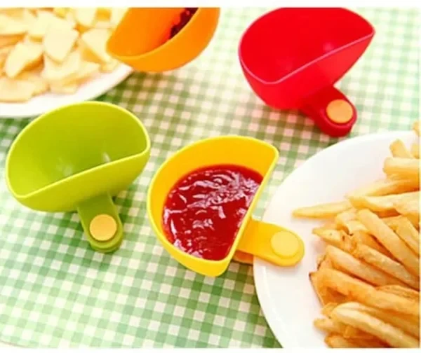 Soporte para plato y tazón con clip para salsa (4 piezas/juego)