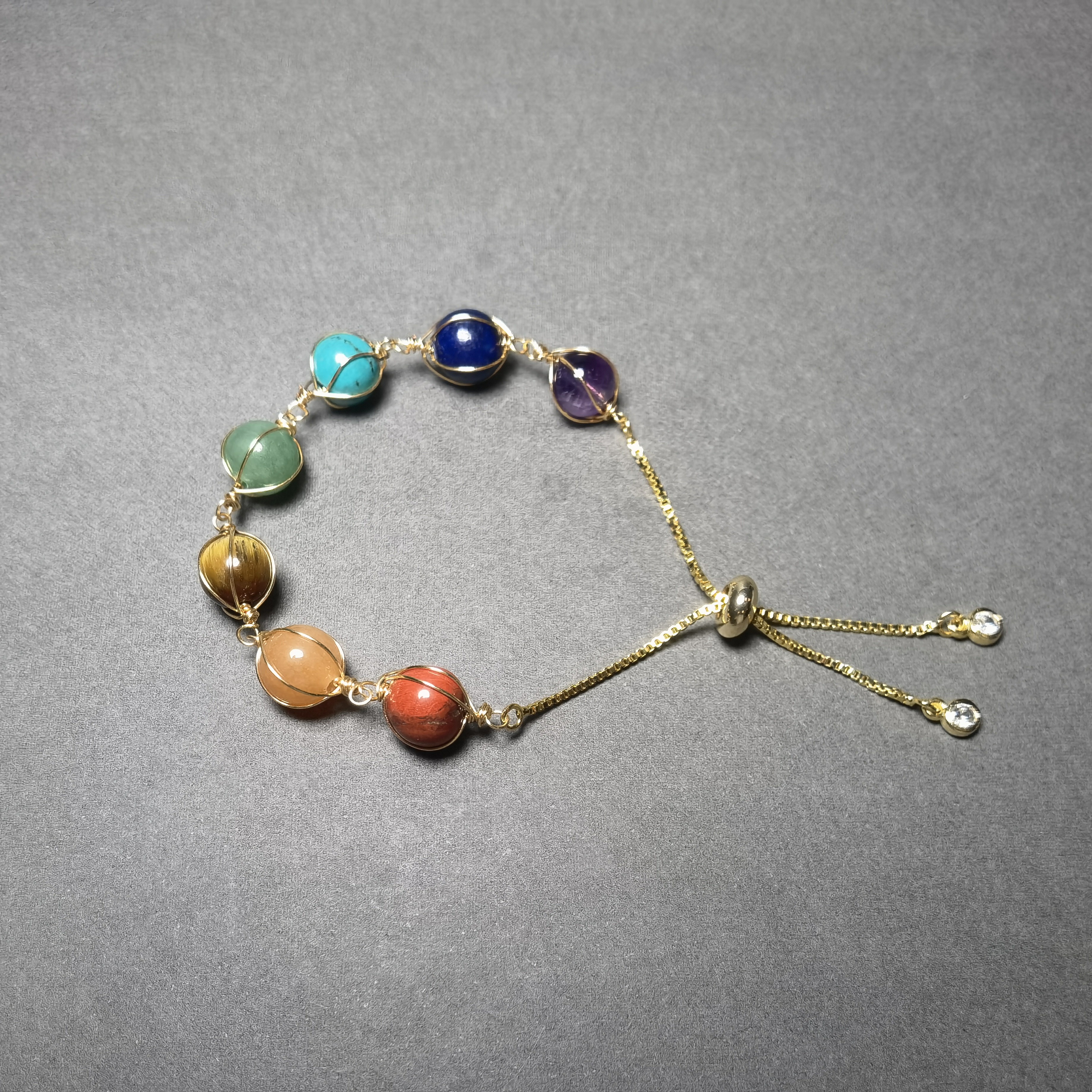 Pulsera de yoga con cristales de veta de siete colores
