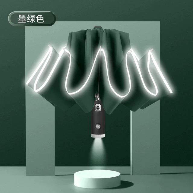 GiftTreeNZ | Paraguas automático con banda reflectante y luz LED
